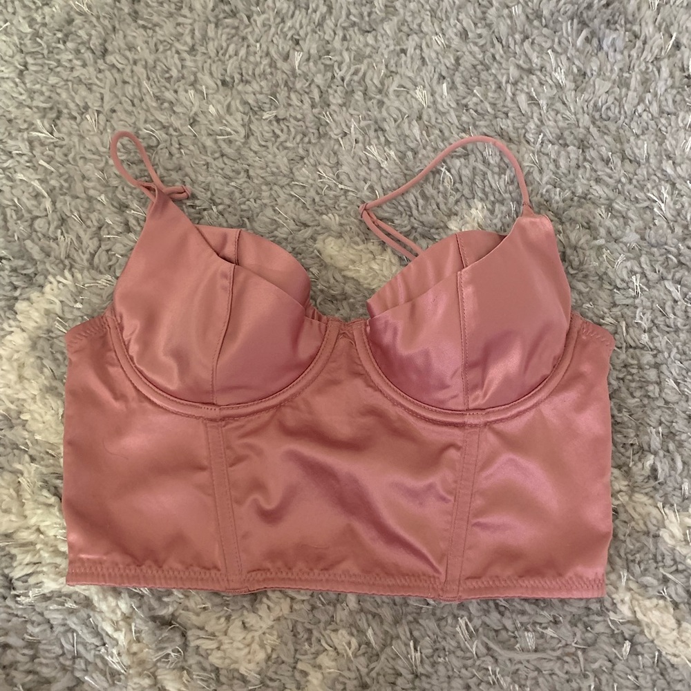 Pink satin tank top